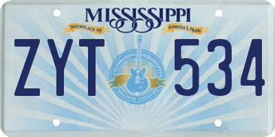 MS license plate ZYT534
