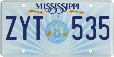 MS license plate ZYT535