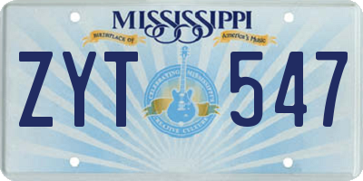 MS license plate ZYT547