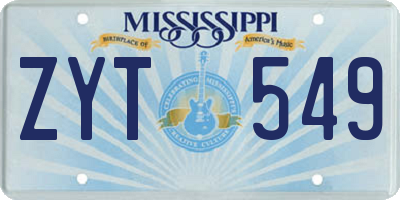 MS license plate ZYT549