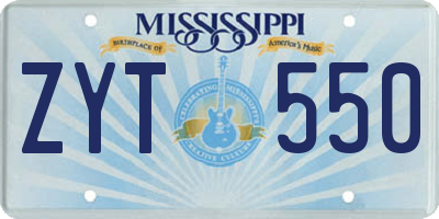 MS license plate ZYT550