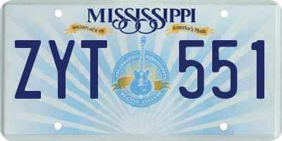 MS license plate ZYT551