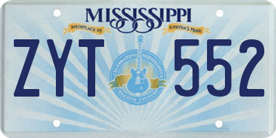 MS license plate ZYT552