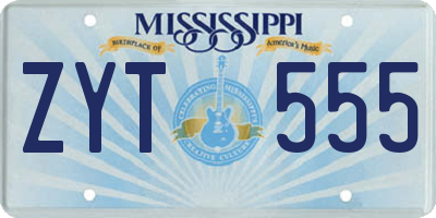 MS license plate ZYT555