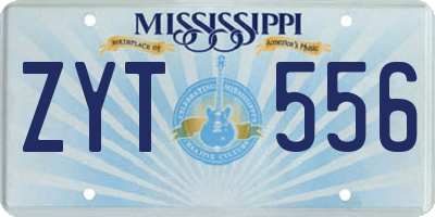 MS license plate ZYT556