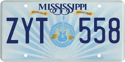 MS license plate ZYT558