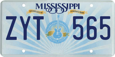 MS license plate ZYT565