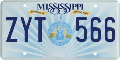 MS license plate ZYT566