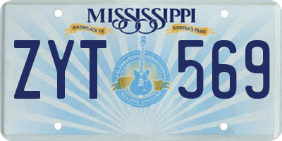 MS license plate ZYT569