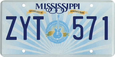 MS license plate ZYT571