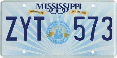 MS license plate ZYT573