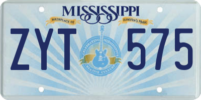 MS license plate ZYT575