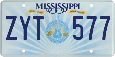 MS license plate ZYT577