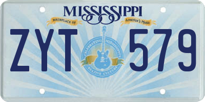 MS license plate ZYT579