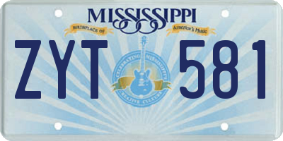 MS license plate ZYT581