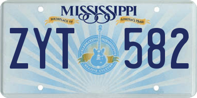 MS license plate ZYT582