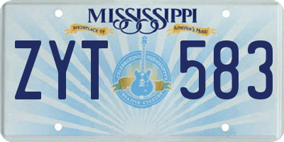 MS license plate ZYT583