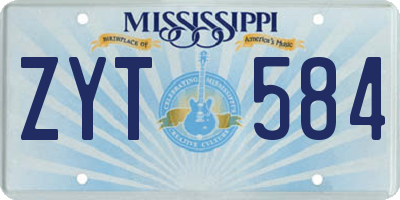 MS license plate ZYT584