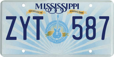 MS license plate ZYT587