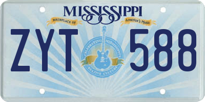 MS license plate ZYT588
