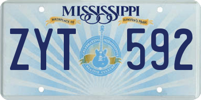 MS license plate ZYT592