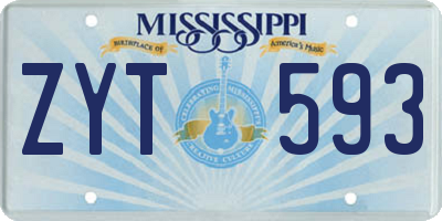 MS license plate ZYT593