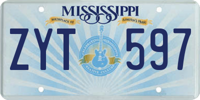 MS license plate ZYT597