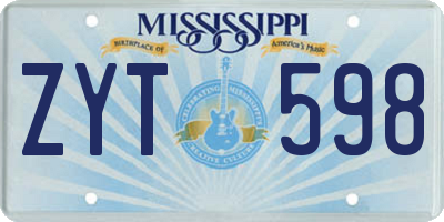 MS license plate ZYT598