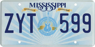 MS license plate ZYT599