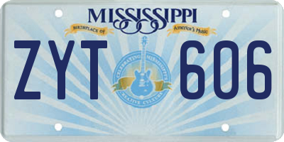 MS license plate ZYT606