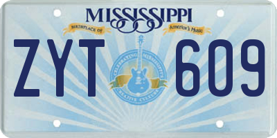 MS license plate ZYT609