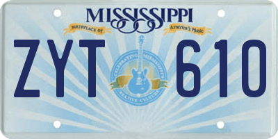 MS license plate ZYT610