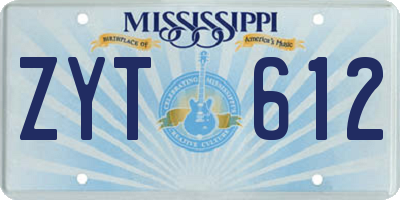 MS license plate ZYT612