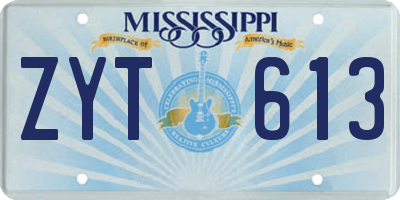 MS license plate ZYT613