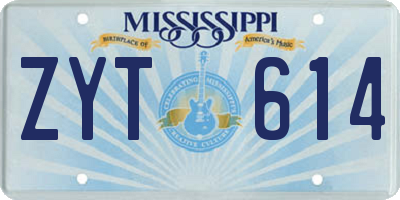 MS license plate ZYT614