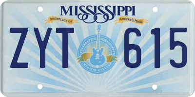 MS license plate ZYT615