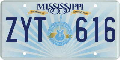 MS license plate ZYT616