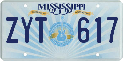 MS license plate ZYT617