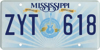MS license plate ZYT618