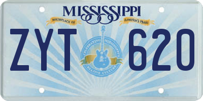 MS license plate ZYT620