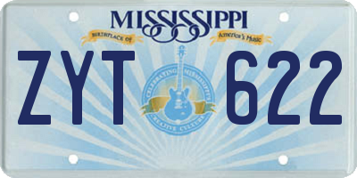 MS license plate ZYT622