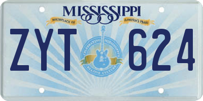 MS license plate ZYT624