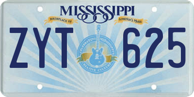 MS license plate ZYT625