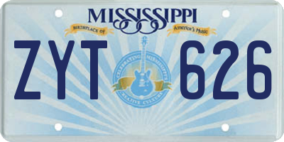MS license plate ZYT626