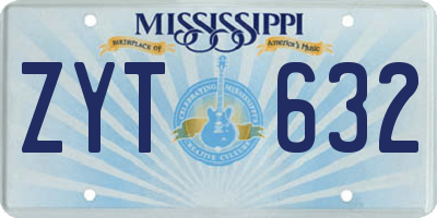 MS license plate ZYT632