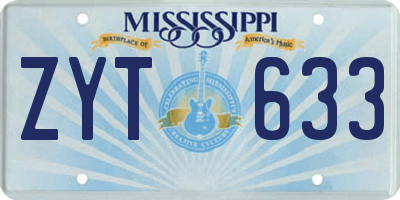 MS license plate ZYT633