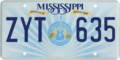 MS license plate ZYT635