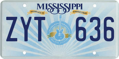 MS license plate ZYT636