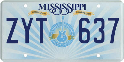 MS license plate ZYT637