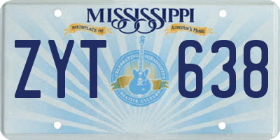 MS license plate ZYT638
